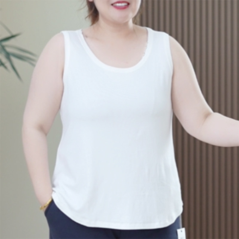 胖mm大码弹力细纹棉遮副乳基础背心吊带