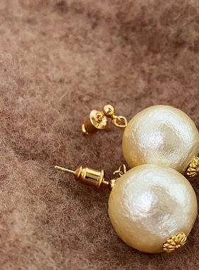 LJW 网红许大晴同款棉花珍珠精致轻奢长款耳坠简约气质轻盈耳环女