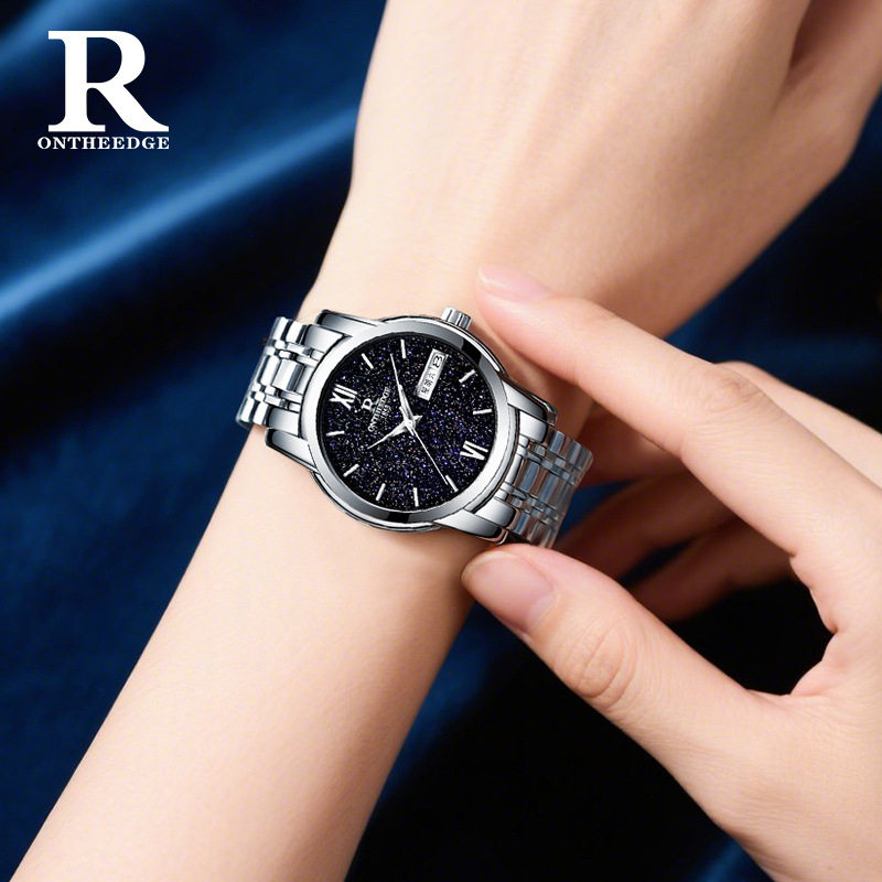 简约双日历女士手表防水考试