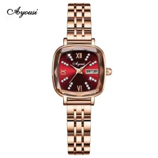 钢带 腕表时尚 新款 手表女方形小绿表风轻奢女表复古小方盘时尚