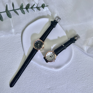 手表女学生考试用初中学生简约礼物气质复古数字皮带刻度石英表