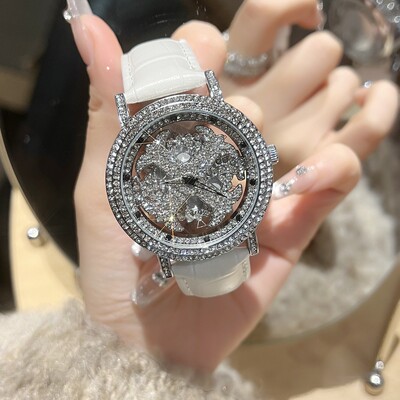 玛莎菲电子表潮流时尚个性石英表时来运转满水钻女士旋转礼物手表