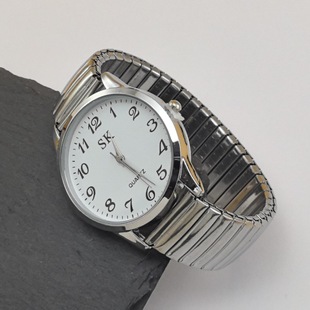 新款时尚石英表中老年人弹簧复古手表腕表爆款男女电子腕表礼物