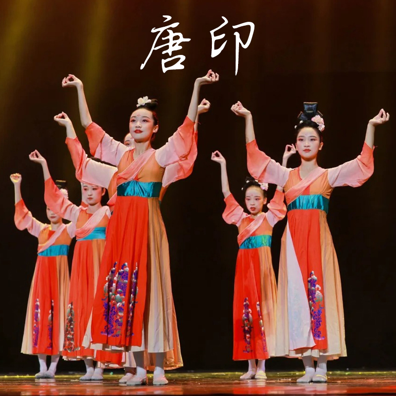 桃李忆长安演出服汉唐幻世长安古典舞唐印紫金舞蹈服合唱服装儿童