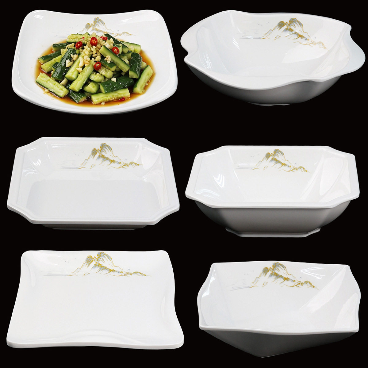 密胺餐具高级感凉菜盘仿瓷塑料