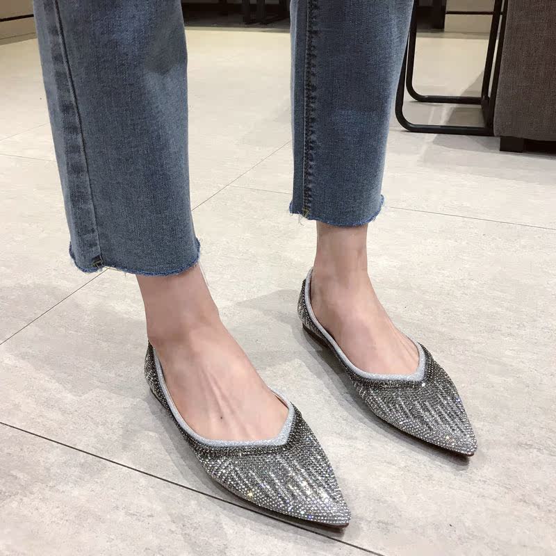 韩版bling闪光水钻浅口软底尖头平底鞋四季单鞋瓢鞋女鞋2019新款|ruв категории Женская обувь, низкий чистка - от Buy2taobao.com для оказания профессиональной услуги покупки агента Taobao