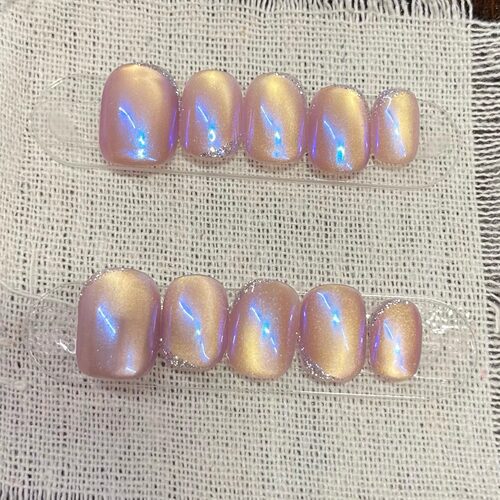 紫粉姬纯手工穿戴甲短款美甲贴片成品可拆卸假指甲显白高级感