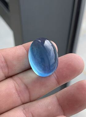 天然海蓝宝蛋面裸石大蛋面吊坠海蓝宝魔鬼蓝项链时尚饰品礼物