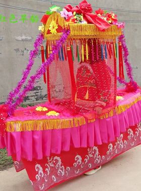 新款高档红色旱船凤凰船采莲船社火道具舞龙舞狮花船采莲船道具