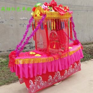 新款高档红色旱船凤凰船采莲船社火道具舞龙舞狮花船采莲船道具