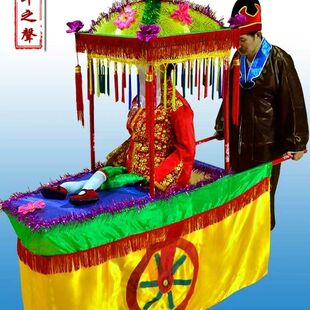 秧歌旱船大推车彩船道具采莲船旱船花轿扭秧歌毛驴花船全套小推车