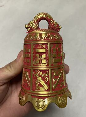 黄铜朱砂八宝钟摆件铜铃铛