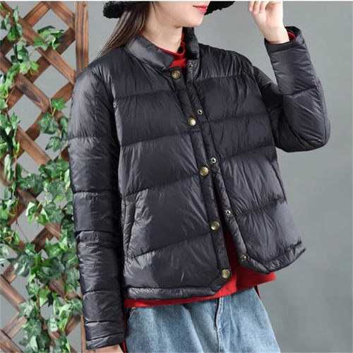 轻薄羽绒服宽松外套女士短款立领