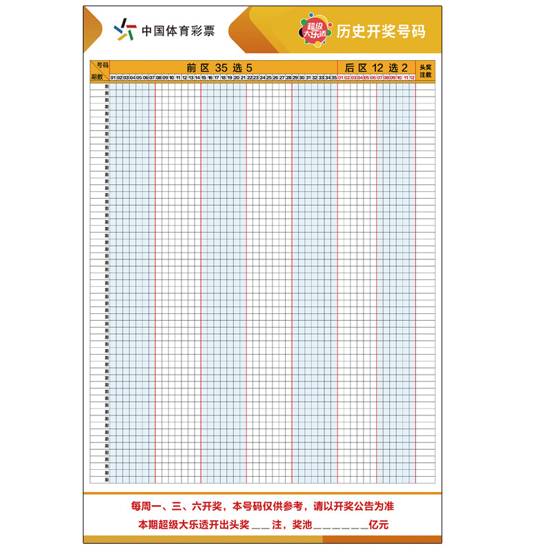 可擦写中国体育彩票大乐透走势图海报彩票大乐透开奖号走势图包邮