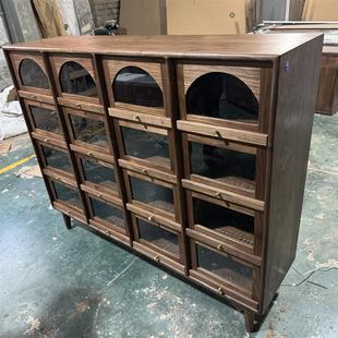 北美黑胡桃实木斗柜装饰邮差柜储物柜多格玻璃展示柜邮差来敲门