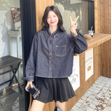 复古美式短款牛仔外套女春秋超火好看高级小众气质感宽松减龄外套，女装套装/套裙，2C013