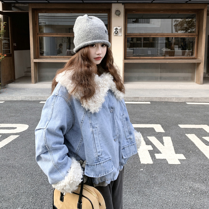 2025冬新款大翻领牛仔羽绒服90白鸭绒13210-P280-K420,女装棉衣/棉服,2C013
