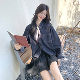 复古美式短款牛仔外套女春秋超火好看高级小众气质感宽松减龄外套，女装套装/套裙，2C013