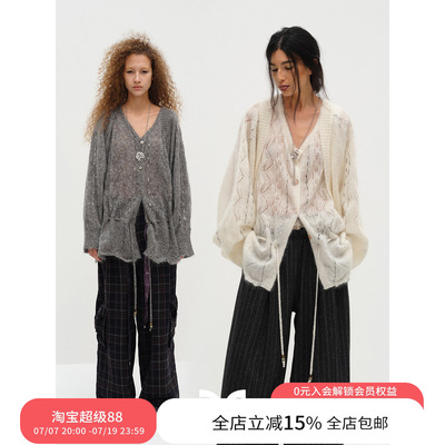 Square Circle 方圆马海毛蝙蝠袖坎肩上衣慵懒毛衣开衫罩衫外套