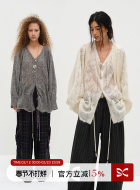 Square Circle 方圆马海毛蝙蝠袖坎肩上衣慵懒毛衣开衫罩衫外套