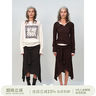 方圆绑带鱼尾不规则两片式 慵懒氛围感针织半裙 CIRCLE SQUARE