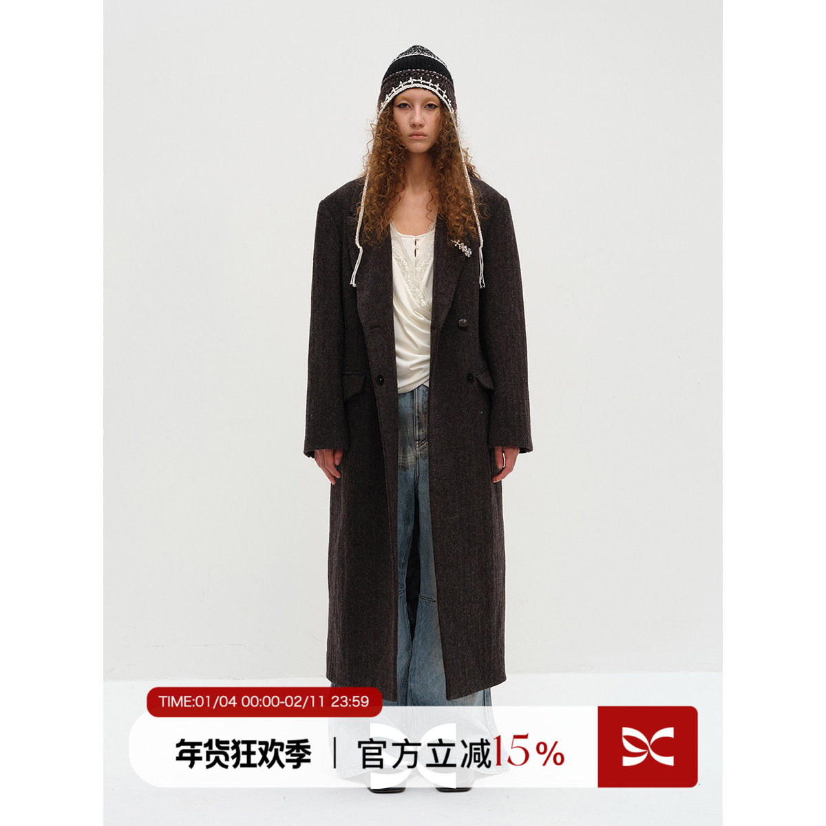 SQUARE CIRCLE 方圆羊毛立领绣花长款秋冬保暖毛呢大衣风衣外套,女装/女士精品,毛呢外套,淘宝优惠券,粉丝福利购,淘宝优惠卷