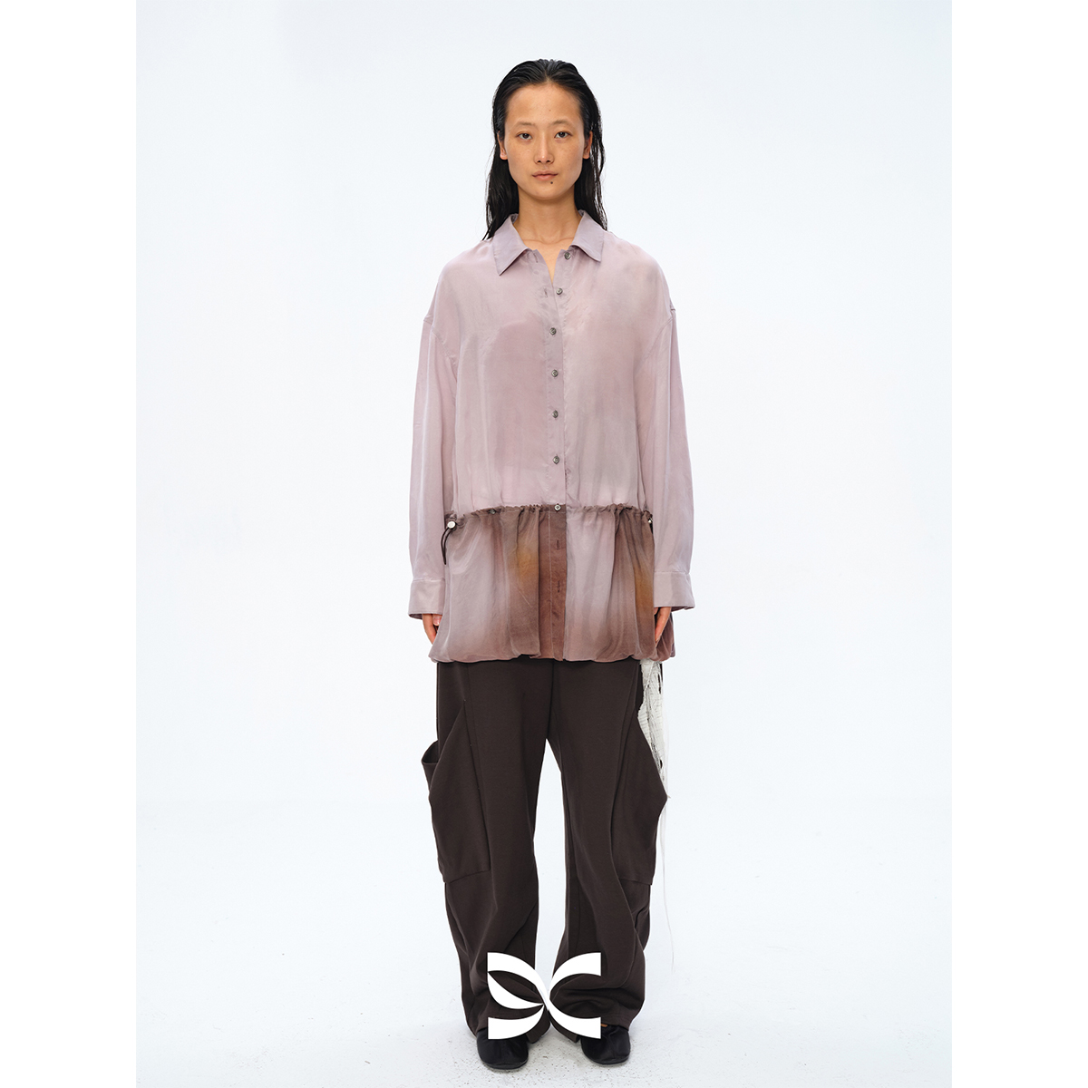 设计感渲染印花衬衫长袖外套