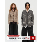 方圆艺术感立体线条刺绣针织开衫 SQUARE CIRCLE 叠搭毛衣外套