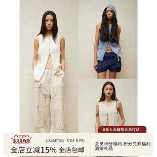 SQUARE CIRCLE 方圆夏日清凉感无袖玫瑰刺绣微透街头针织连帽开衫