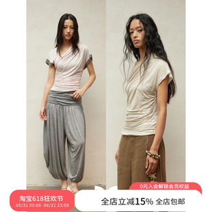 SQUARE CIRCLE 方圆春夏新中式拉链双层堆褶朦胧肌理感短袖上衣女