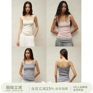 SQUARE 方圆水溶羊毛吊目毛边慵懒感内搭叠穿多色背心上衣 CIRCLE