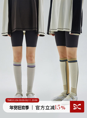 squarecircle方圆【胶囊系列】撞色提花设计弹力长筒运动袜压力袜