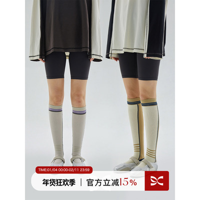 squarecircle方圆【胶囊系列】撞色提花设计弹力长筒运动袜压力袜