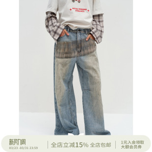 款 SQUARE 四季 方圆3D立体裙摆印花街头复古做旧宽松牛仔裤 CIRCLE