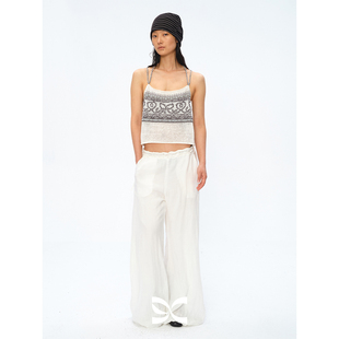 长裤 方圆苎麻天丝编织串珠抽绳低腰阔腿垂感气球裤 Circle Square