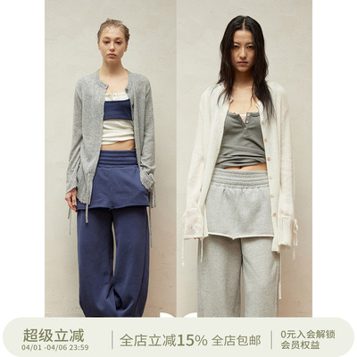 SQUARE CIRCLE 方圆绵羊毛羊驼毛氛围感系带抽绳慵懒微透毛衣开衫