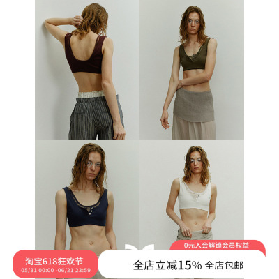 SQUARE CIRCLE方圆蕾丝针织真两件叠穿单穿抹胸比基尼吊带背心