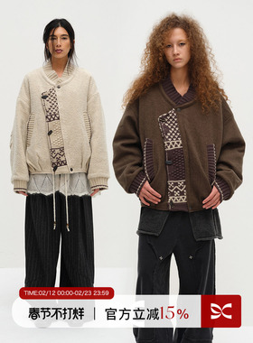 SQUARE CIRCLE 方圆设计感复古拼接费尔岛毛织肌理感时髦棉服外套