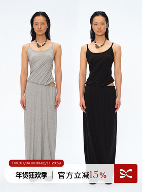 Square Circle方圆可拆解设计感吊带半裙两件套针织连衣裙长裙