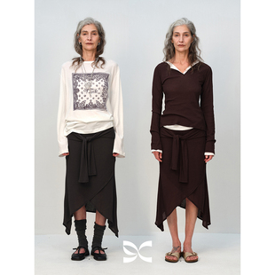 慵懒氛围感针织半裙 方圆绑带鱼尾不规则两片式 SQUARE CIRCLE