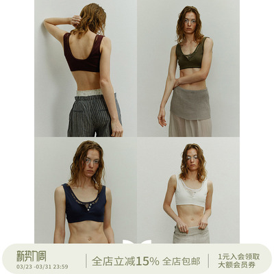 SQUARE CIRCLE方圆蕾丝针织真两件叠穿单穿抹胸比基尼吊带背心