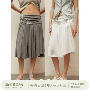 SQUARE CIRCLE 方圆设计感堆褶海洋印花宽腰头不规则裙摆量感半裙