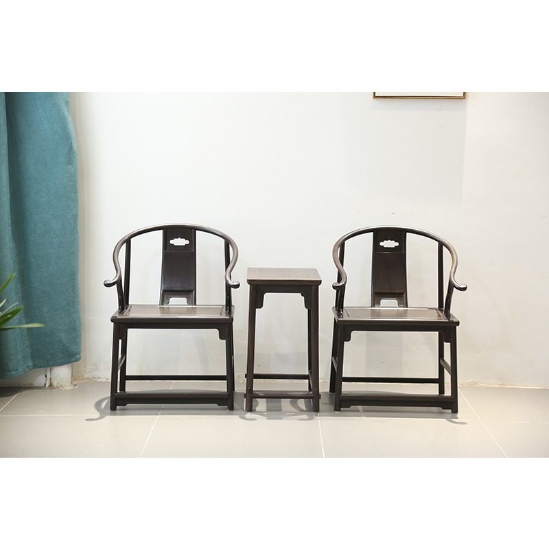 紫光檀东非黑三件套安思远圈椅