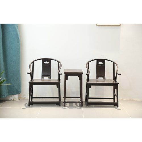 紫光檀东非黑三件套安思远圈椅