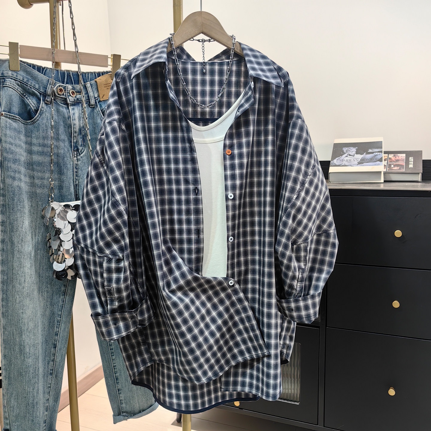 纯棉格子衬衫女春新款宽松显瘦防晒衬衣慵懒风设计感长袖上衣外套,女装/女士精品,衬衫,淘宝优惠券,粉丝福利购,淘宝优惠卷