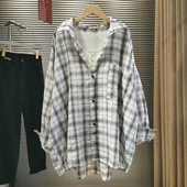 2023春夏新款 宽松慵懒风休闲防晒衬衣外套 女薄款 复古港风格 子衬衫