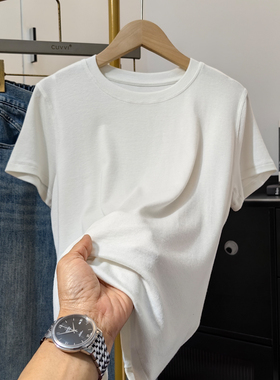 圆领白色天丝正肩短袖T恤女夏季2024新款显瘦百搭薄款打底衫上衣