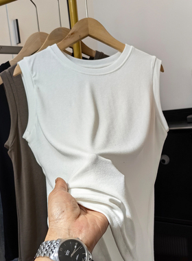 白色吊带背心女内搭2024新款夏季外穿圆领百搭薄款打底衫t恤上衣