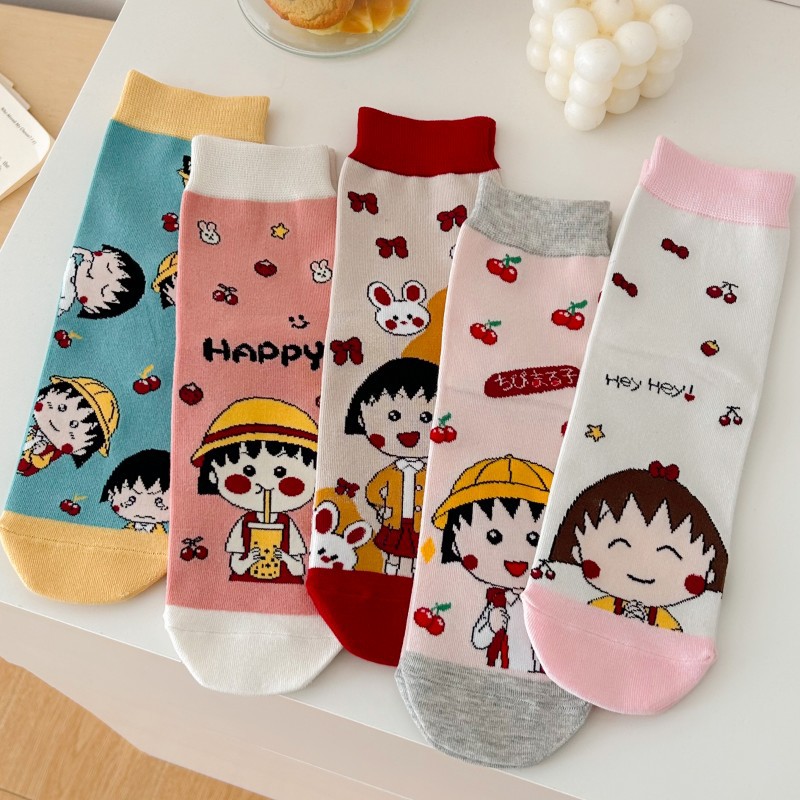 樱桃小丸子周边棉袜子四季款