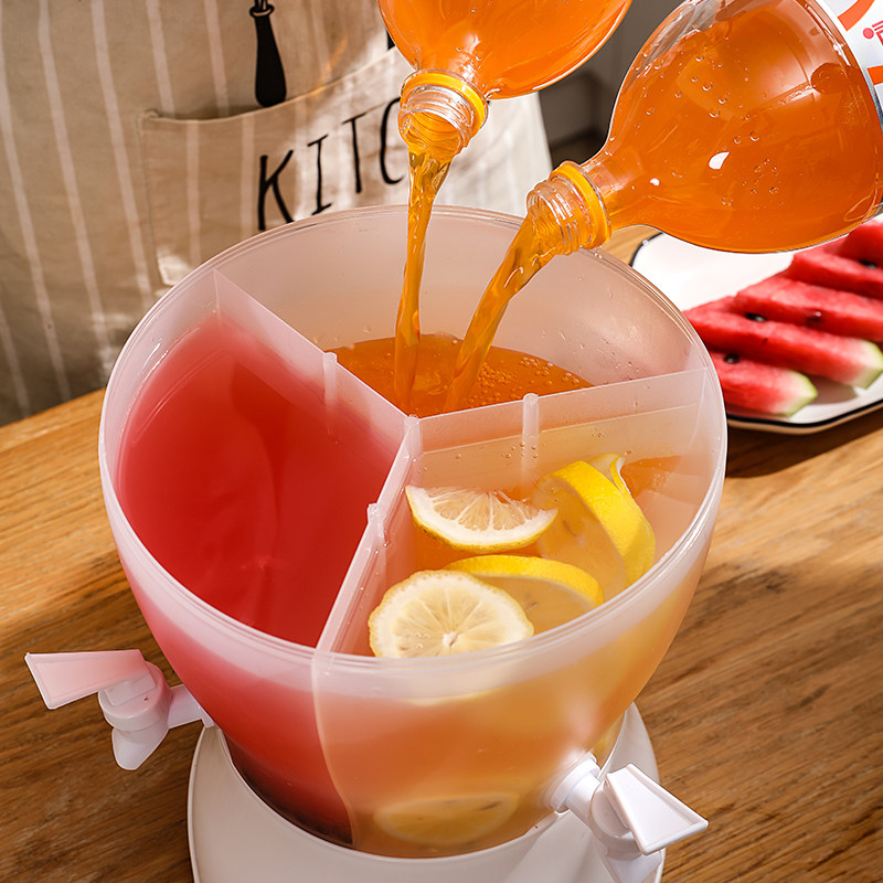 可旋转冷水壶带龙头家用冰箱三分格水壶大容量冷泡饮料水果茶冰水